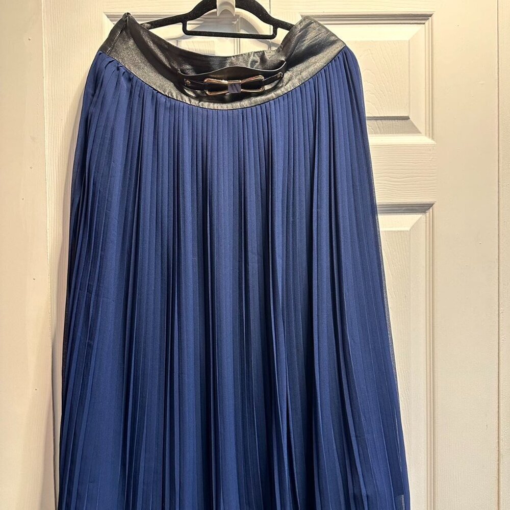 Royal Blue Pleated Midi Skirt M